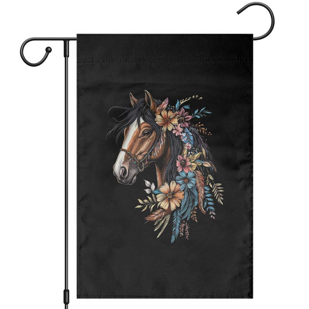 Floral Wild Horse Country Horse Riding Garden Flag TS11 Black Print Your Wear