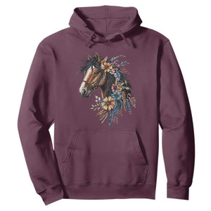 Floral Wild Horse Country Horse Riding Hoodie TS11 Maroon Print Your Wear