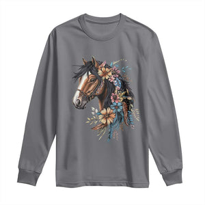 Floral Wild Horse Country Horse Riding Long Sleeve Shirt TS11 Charcoal Print Your Wear