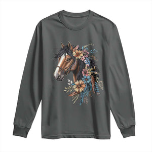 Floral Wild Horse Country Horse Riding Long Sleeve Shirt TS11 Dark Heather Print Your Wear