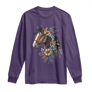 Floral Wild Horse Country Horse Riding Long Sleeve Shirt TS11 Purple Print Your Wear
