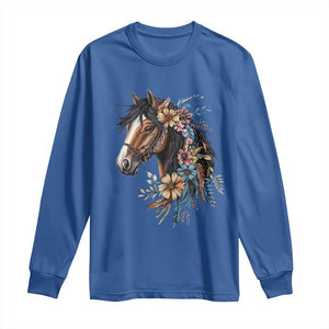 Floral Wild Horse Country Horse Riding Long Sleeve Shirt TS11 Royal Blue Print Your Wear
