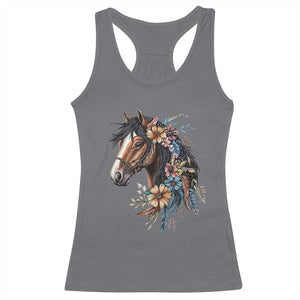 Floral Wild Horse Country Horse Riding Racerback Tank Top TS11 Charcoal Print Your Wear