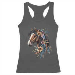 Floral Wild Horse Country Horse Riding Racerback Tank Top TS11 Dark Heather Print Your Wear