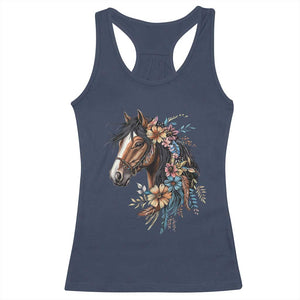 Floral Wild Horse Country Horse Riding Racerback Tank Top TS11 Navy Print Your Wear