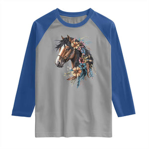 Floral Wild Horse Country Horse Riding Raglan Shirt TS11 Sport Gray Royal Print Your Wear