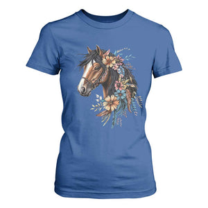 Floral Wild Horse Country Horse Riding T Shirt For Women TS11 Royal Blue Print Your Wear