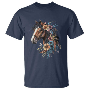 Floral Wild Horse Country Horse Riding T Shirt TS11 Navy Print Your Wear