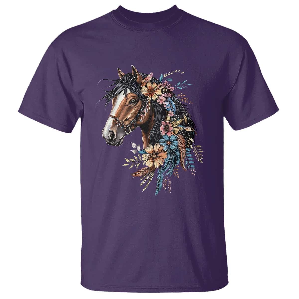 Floral Wild Horse Country Horse Riding T Shirt TS11 Purple Print Your Wear