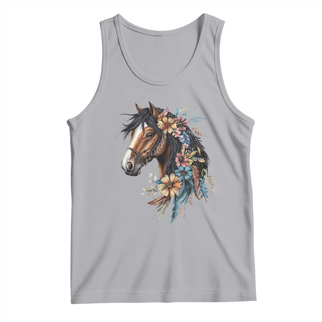 Floral Wild Horse Country Horse Riding Tank Top TS11 Athletic Heather Print Your Wear