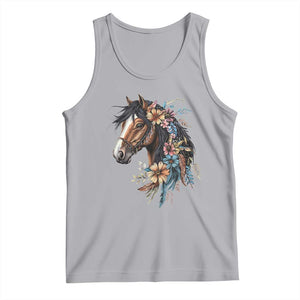 Floral Wild Horse Country Horse Riding Tank Top TS11 Athletic Heather Print Your Wear