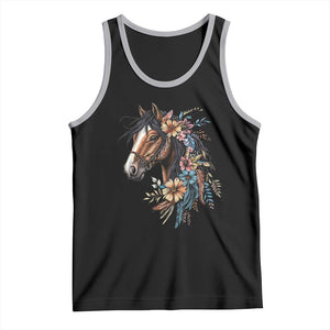 Floral Wild Horse Country Horse Riding Tank Top TS11 Black Athletic Heather Print Your Wear