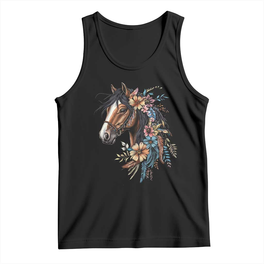 Floral Wild Horse Country Horse Riding Tank Top TS11 Black Print Your Wear