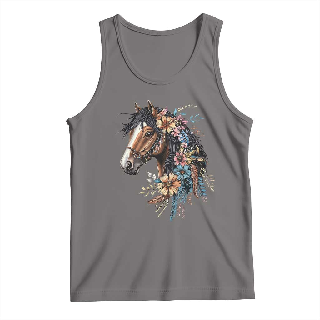 Floral Wild Horse Country Horse Riding Tank Top TS11 Deep Heather Print Your Wear