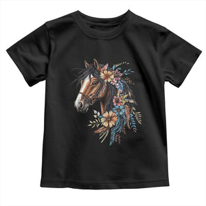 Floral Wild Horse Country Horse Riding Toddler T Shirt TS11 Black Print Your Wear