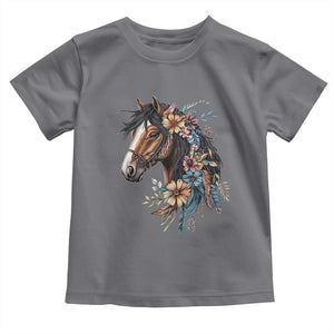 Floral Wild Horse Country Horse Riding Toddler T Shirt TS11 Charcoal Print Your Wear