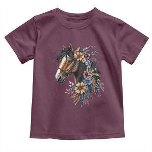 Floral Wild Horse Country Horse Riding Toddler T Shirt TS11 Maroon Print Your Wear