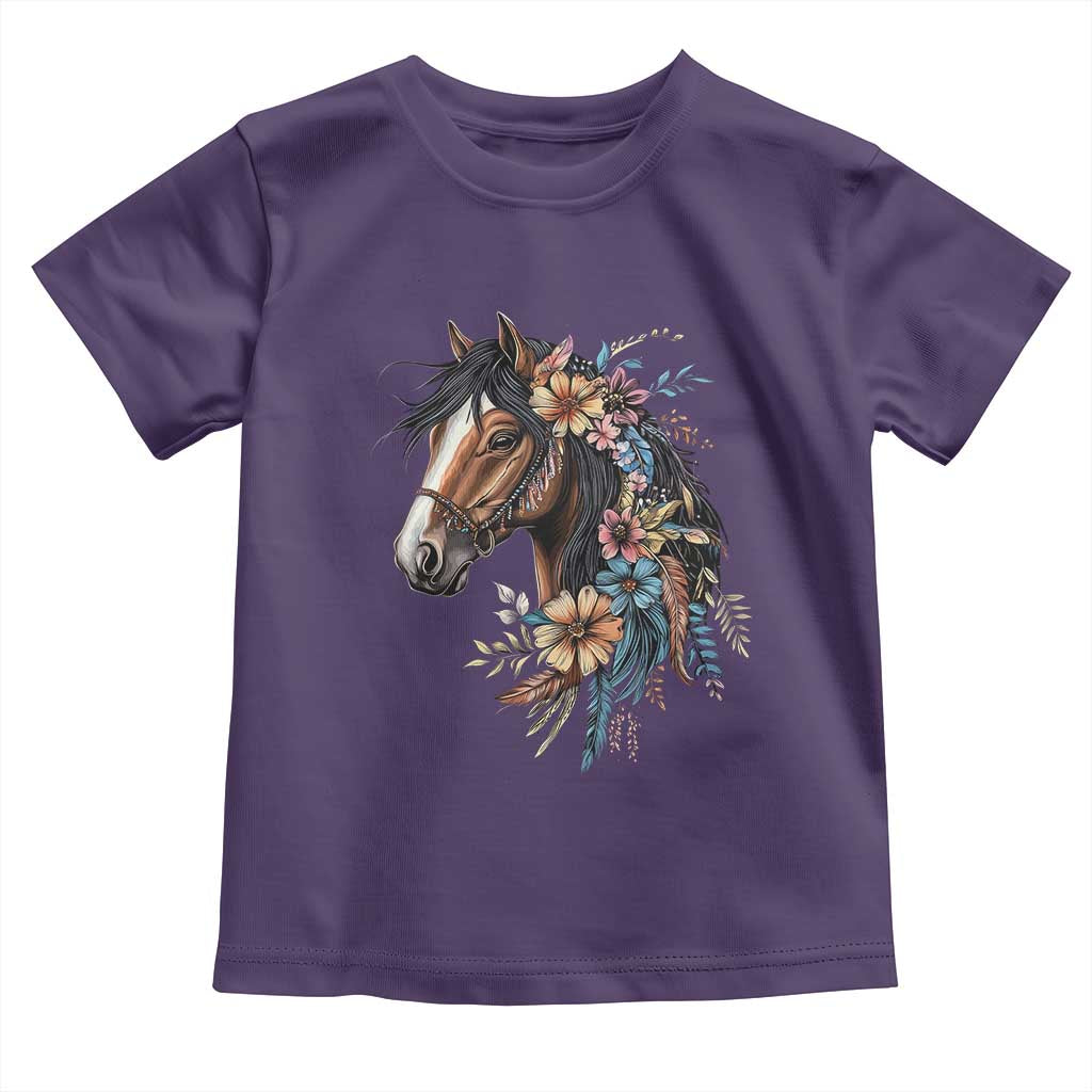 Floral Wild Horse Country Horse Riding Toddler T Shirt TS11 Purple Print Your Wear