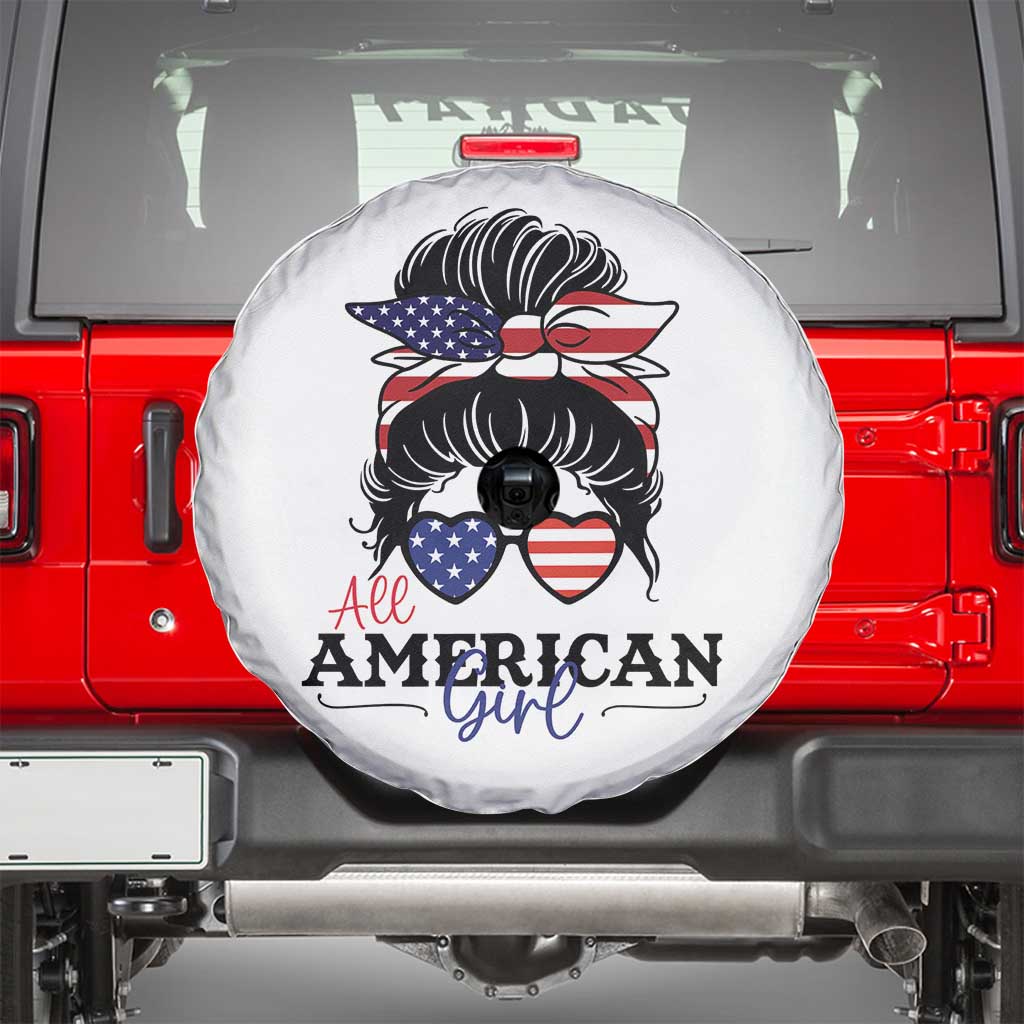 Fourth Of July Spare Tire Cover All American Girl USA Flag Independence Day TS11 White Print Your Wear