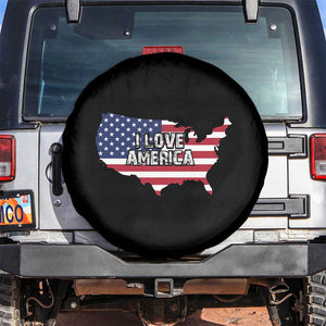 Fourth Of July Spare Tire Cover I Love America USA Flag Map TS11 No hole Black Print Your Wear