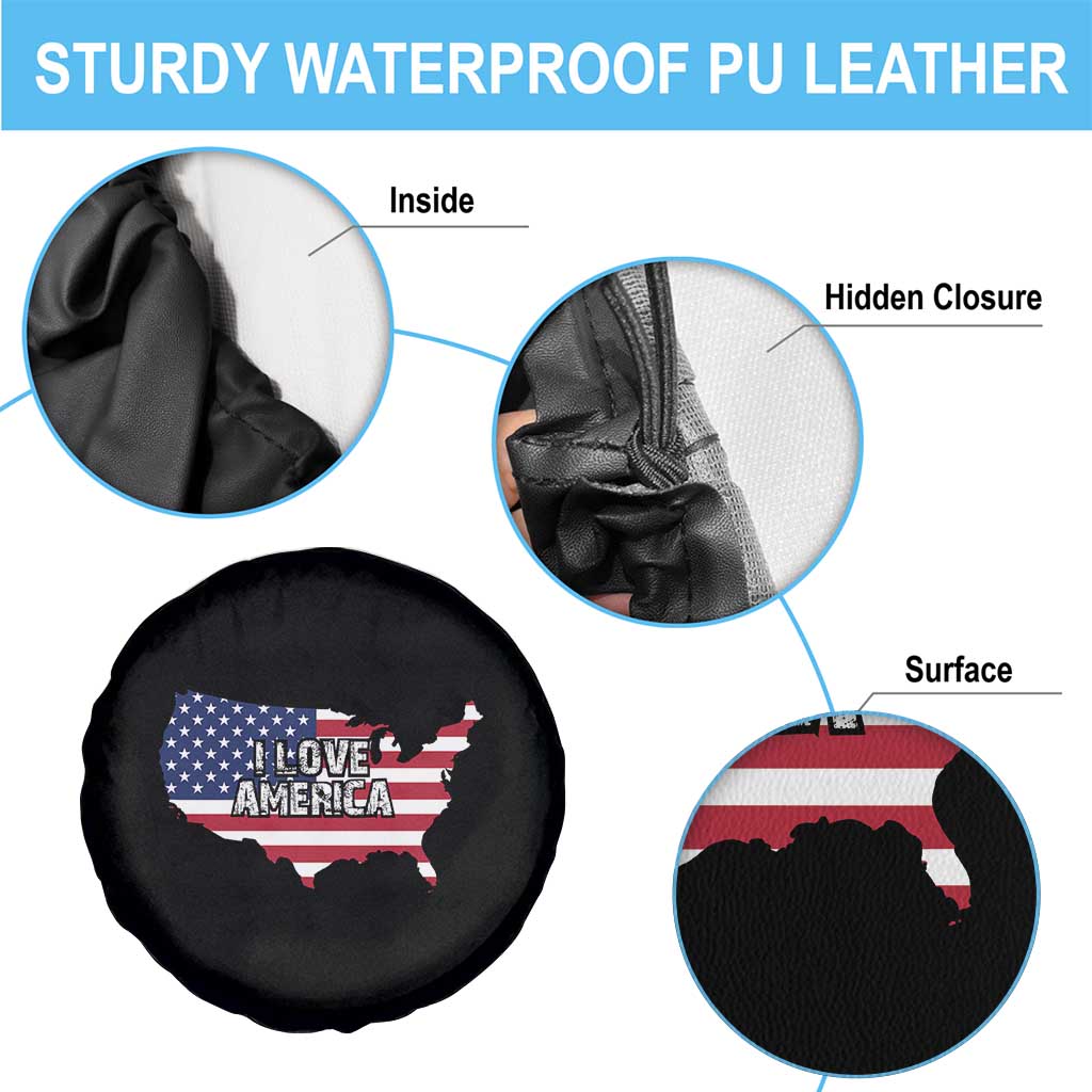 Fourth Of July Spare Tire Cover I Love America USA Flag Map TS11 Print Your Wear