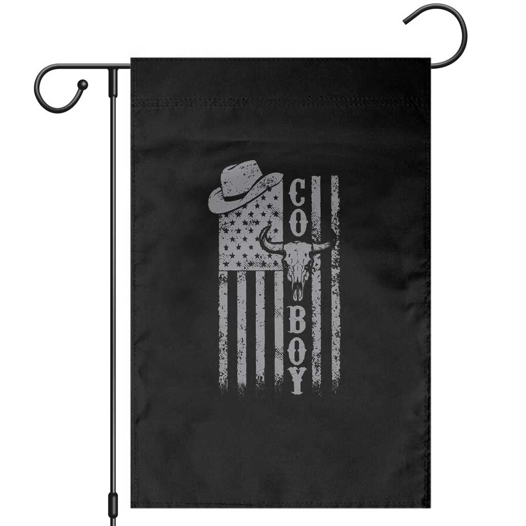 Fourth Of July Western Country Garden Flag Howdy American Flag Cowboy Texas Rodeo Cow Skull TS11 Black Print Your Wear