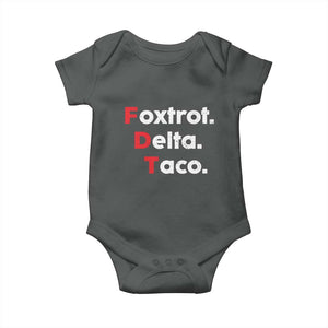 Foxtrot Delta Taco Baby Onesie Subtle FDT Resist TS10 Dark Heather Print Your Wear