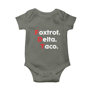 Foxtrot Delta Taco Baby Onesie Subtle FDT Resist TS10 Military Green Print Your Wear