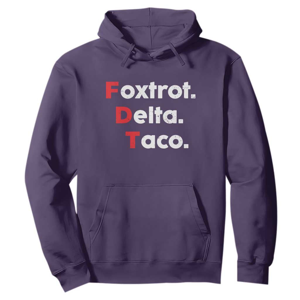 Foxtrot Delta Taco Hoodie Subtle FDT Resist TS10 Purple Print Your Wear