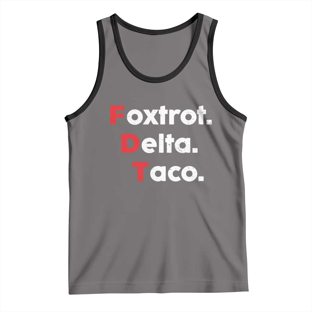 Foxtrot Delta Taco Tank Top Subtle FDT Resist TS10 Deep Heather Black Print Your Wear