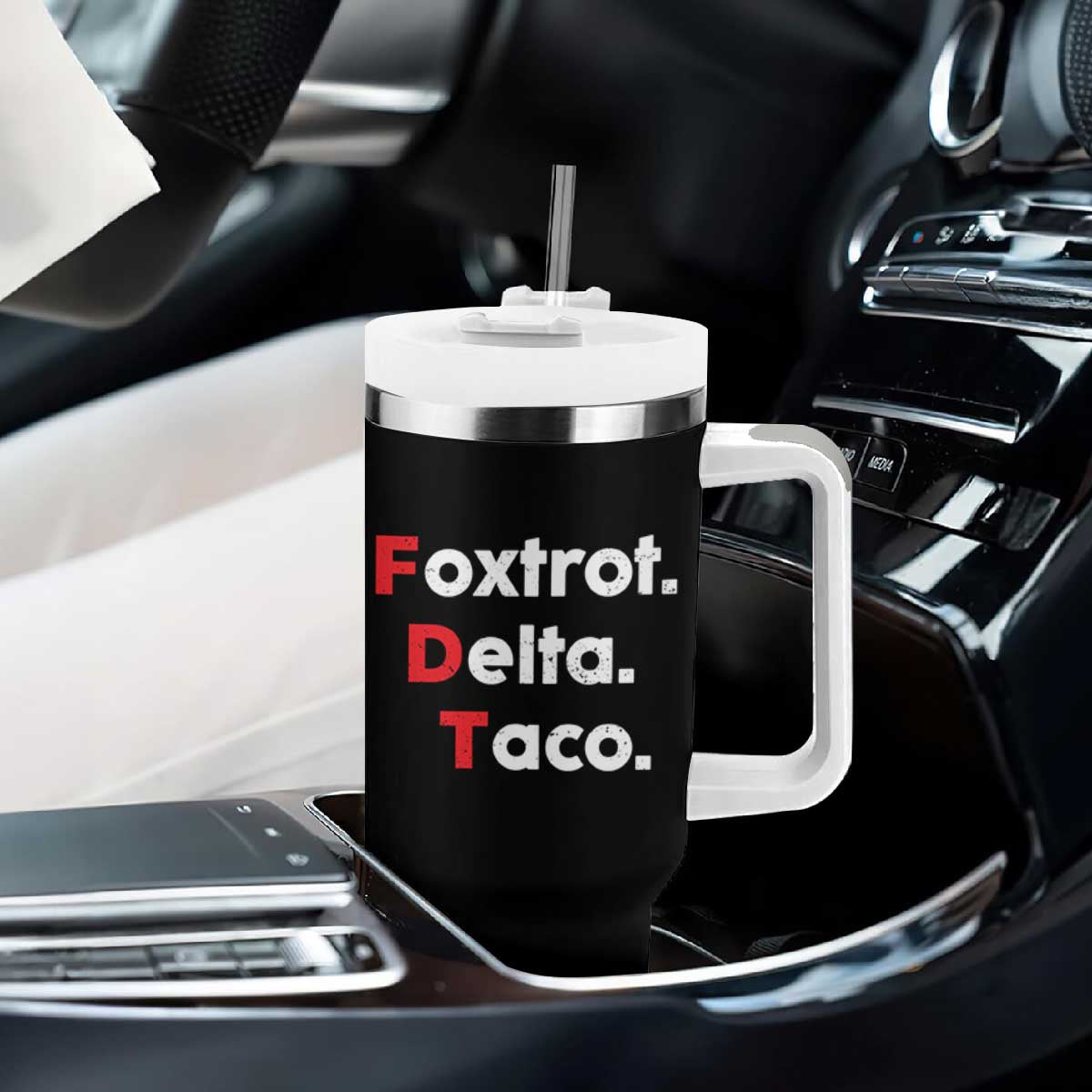 Foxtrot Delta Taco Tumbler With Handle Subtle FDT Resist TS10 Print Your Wear