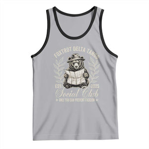 Foxtrot Delta Tango FDT Social Club Tank Top Only You Can Prevent Fascism Retro Bear TS02 Athletic Heather Black Print Your Wear