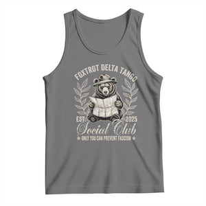 Foxtrot Delta Tango FDT Social Club Tank Top Only You Can Prevent Fascism Retro Bear TS02 Black Heather Print Your Wear