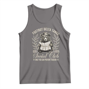 Foxtrot Delta Tango FDT Social Club Tank Top Only You Can Prevent Fascism Retro Bear TS02 Deep Heather Print Your Wear
