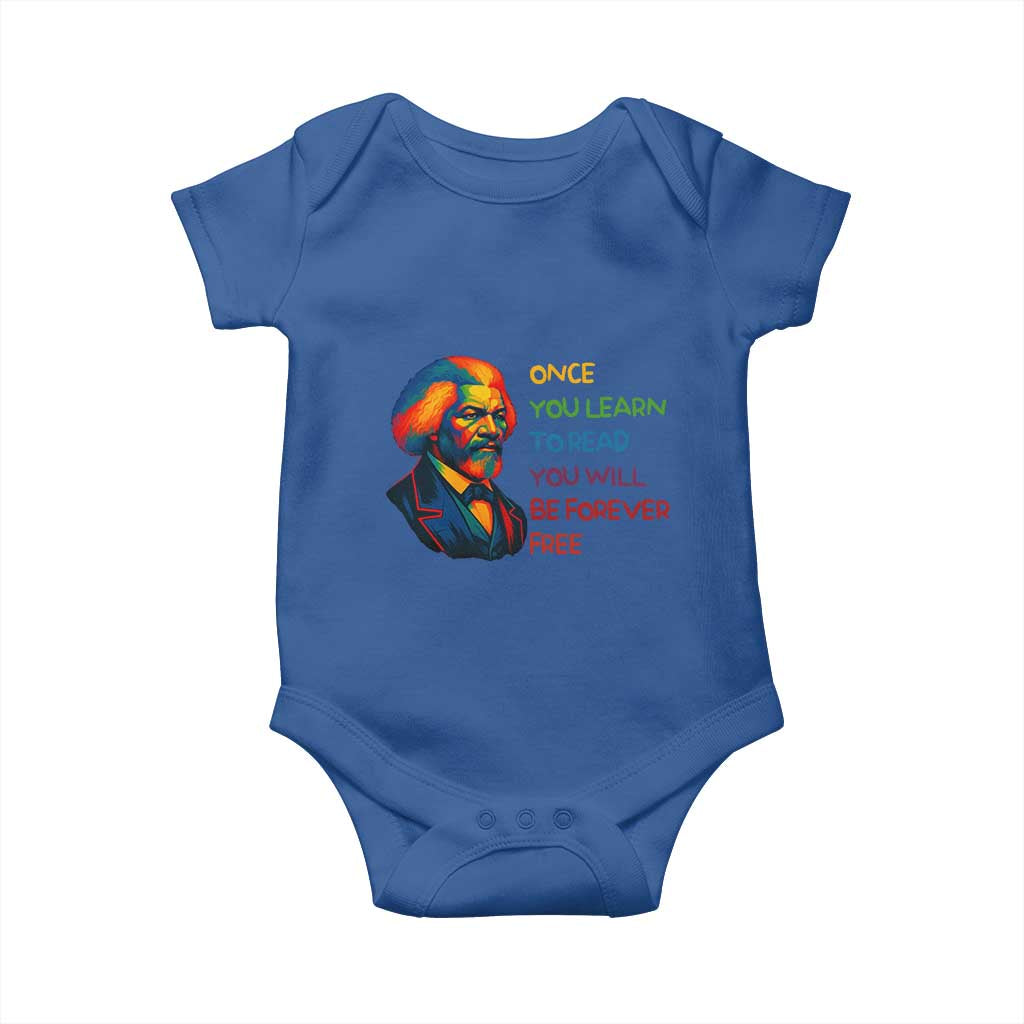 Frederick Douglass Inspirational Baby Onesie Learn to Read Be Forever Free Black Leader TS02 Royal Blue Print Your Wear