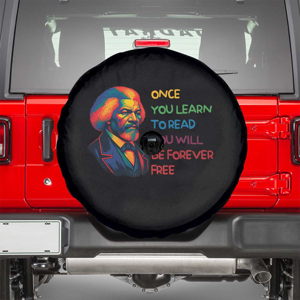 Frederick Douglass Inspirational Spare Tire Cover Learn to Read Be Forever Free Black Leader TS02 Black Print Your Wear