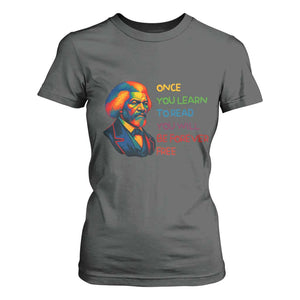 Frederick Douglass Inspirational T Shirt For Women Learn to Read Be Forever Free Black Leader TS02 Dark Heather Print Your Wear