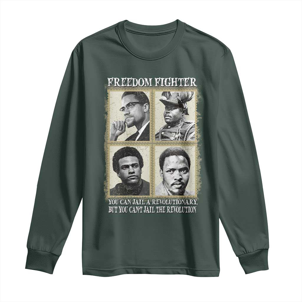 Freedom Fighters Heritage Long Sleeve Shirt Malcolm X Marcus Garvey Huey P Newton Steve Biko Revolution TS02 Dark Forest Green Print Your Wear