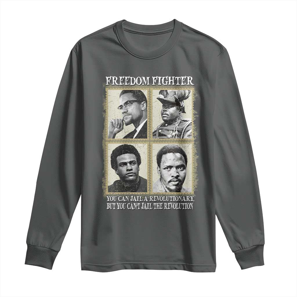 Freedom Fighters Heritage Long Sleeve Shirt Malcolm X Marcus Garvey Huey P Newton Steve Biko Revolution TS02 Dark Heather Print Your Wear