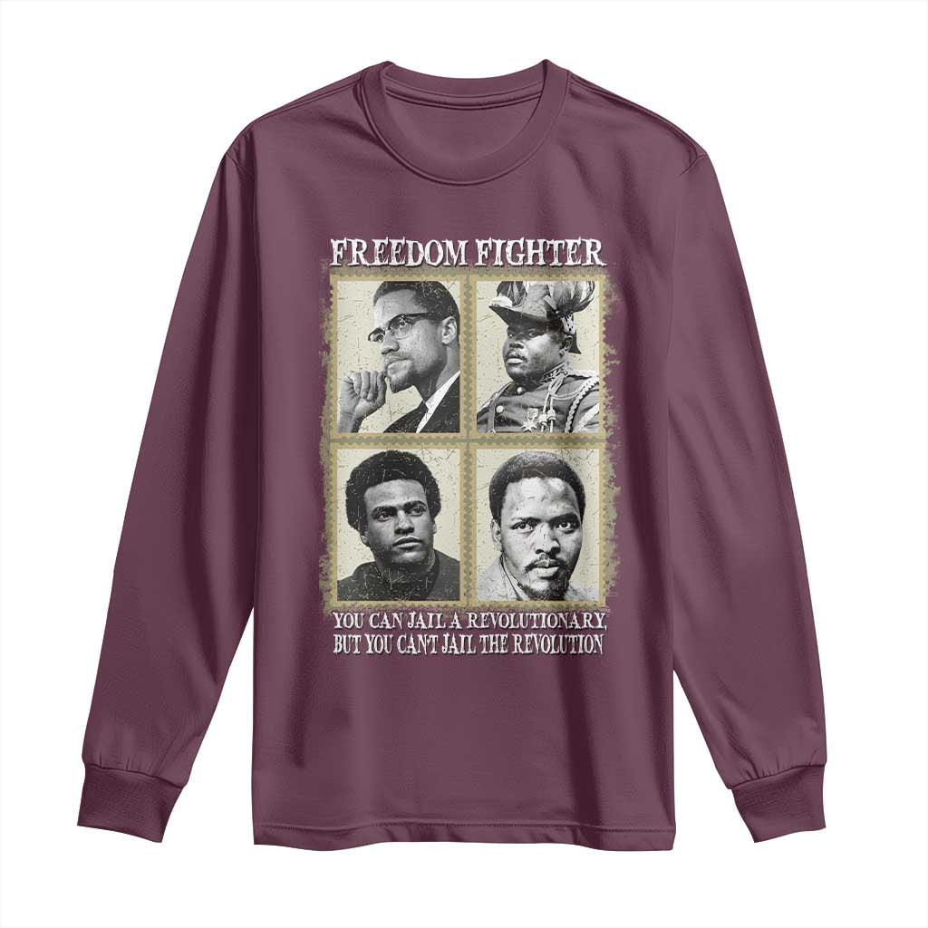 Freedom Fighters Heritage Long Sleeve Shirt Malcolm X Marcus Garvey Huey P Newton Steve Biko Revolution TS02 Maroon Print Your Wear