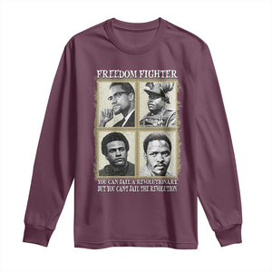 Freedom Fighters Heritage Long Sleeve Shirt Malcolm X Marcus Garvey Huey P Newton Steve Biko Revolution TS02 Maroon Print Your Wear