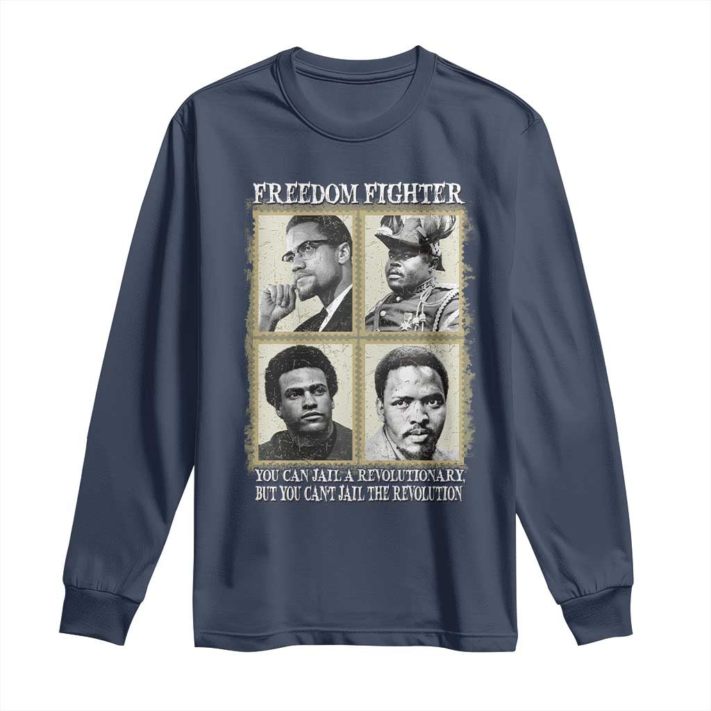 Freedom Fighters Heritage Long Sleeve Shirt Malcolm X Marcus Garvey Huey P Newton Steve Biko Revolution TS02 Navy Print Your Wear