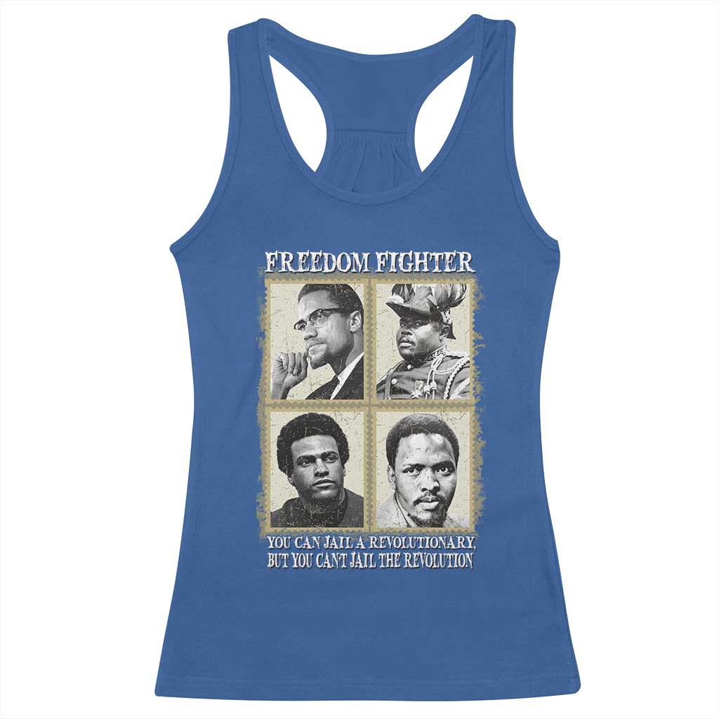 Freedom Fighters Heritage Racerback Tank Top Malcolm X Marcus Garvey Huey P Newton Steve Biko Revolution TS02 Royal Blue Print Your Wear