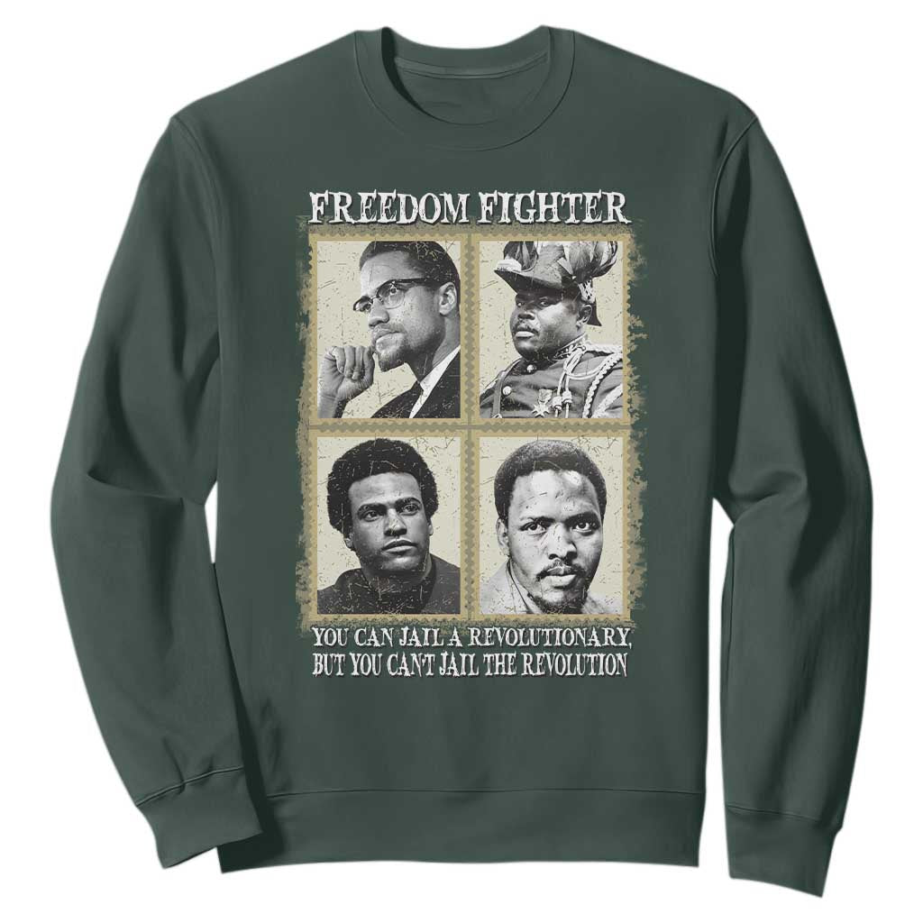 Freedom Fighters Heritage Sweatshirt Malcolm X Marcus Garvey Huey P Newton Steve Biko Revolution TS02 Dark Forest Green Print Your Wear