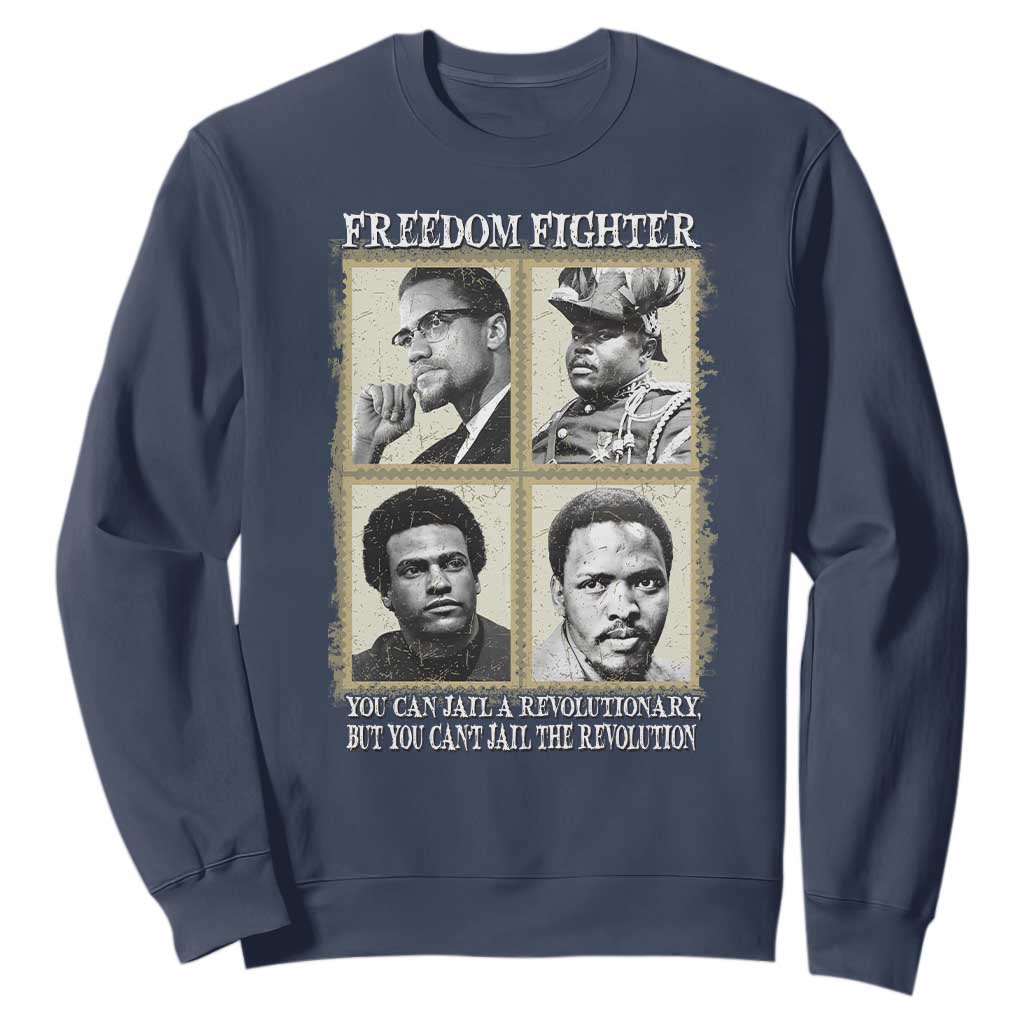 Freedom Fighters Heritage Sweatshirt Malcolm X Marcus Garvey Huey P Newton Steve Biko Revolution TS02 Navy Print Your Wear