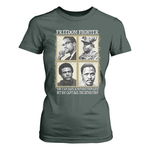 Freedom Fighters Heritage T Shirt For Women Malcolm X Marcus Garvey Huey P Newton Steve Biko Revolution TS02 Dark Forest Green Print Your Wear