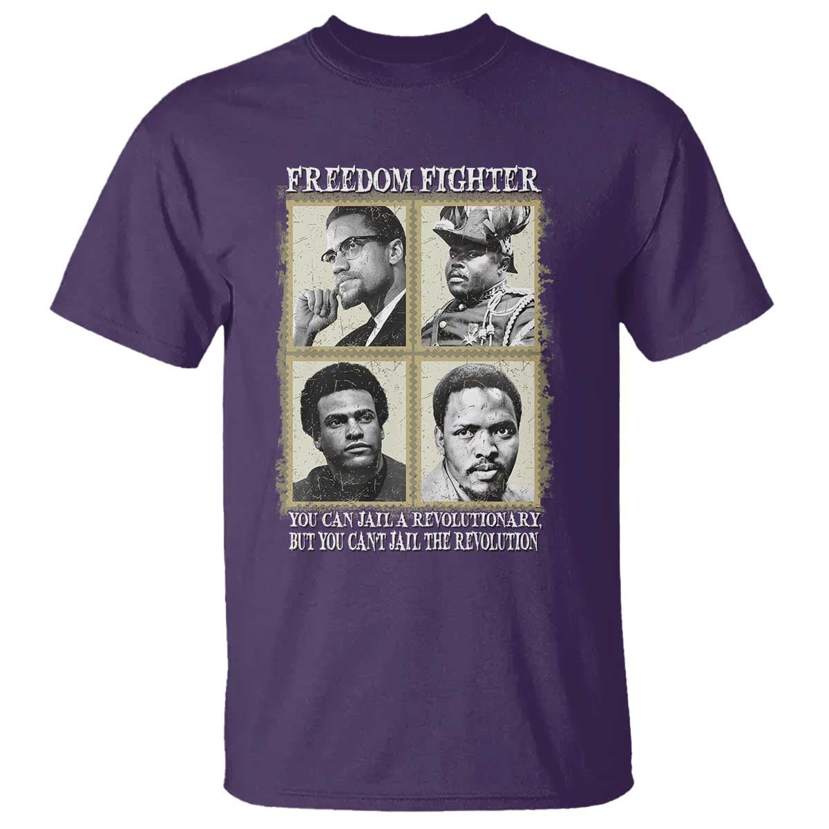 Freedom Fighters Heritage T Shirt Malcolm X Marcus Garvey Huey P Newton Steve Biko Revolution TS02 Purple Print Your Wear
