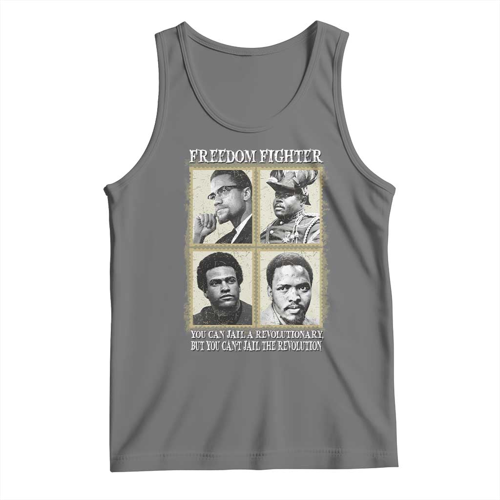 Freedom Fighters Heritage Tank Top Malcolm X Marcus Garvey Huey P Newton Steve Biko Revolution TS02 Black Heather Print Your Wear