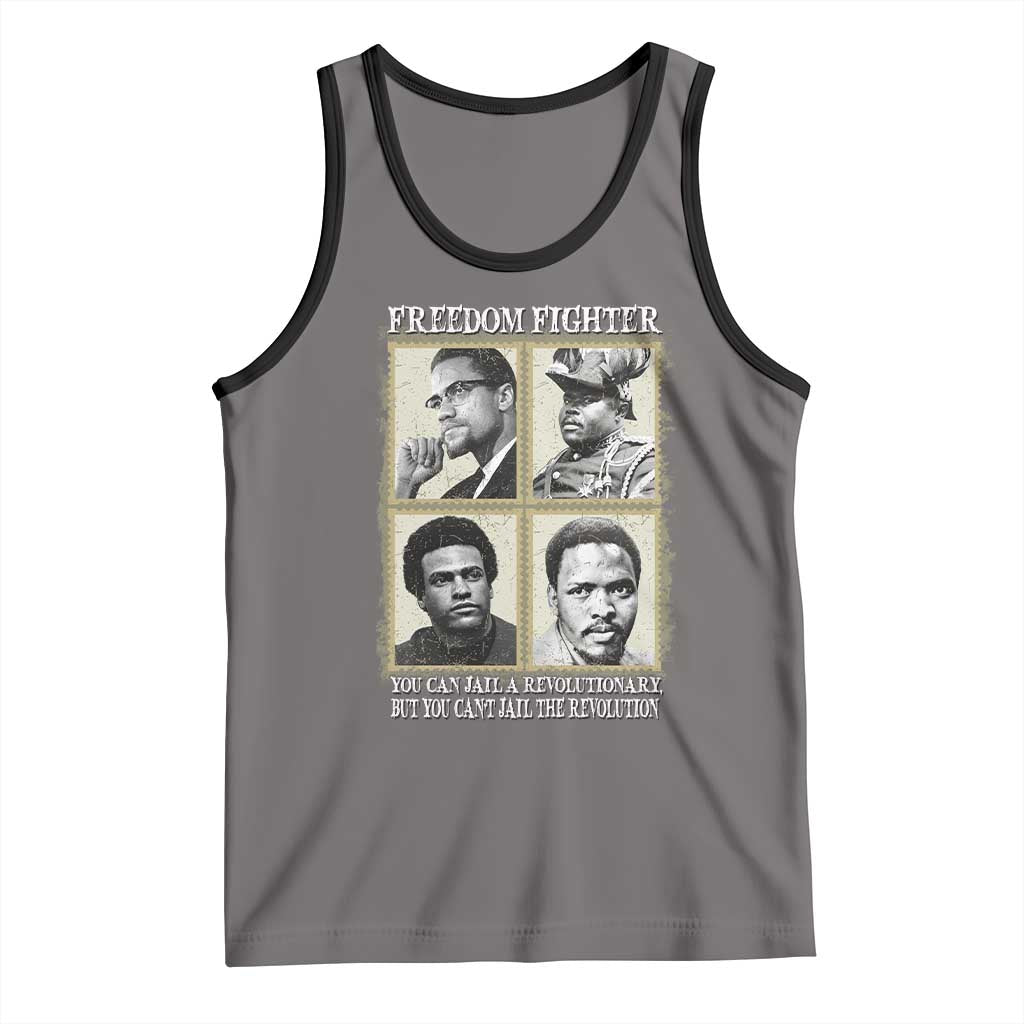 Freedom Fighters Heritage Tank Top Malcolm X Marcus Garvey Huey P Newton Steve Biko Revolution TS02 Deep Heather Black Print Your Wear