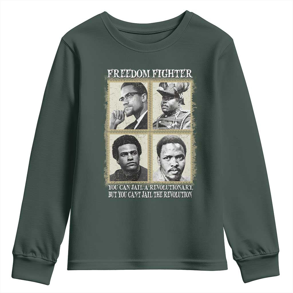 Freedom Fighters Heritage Youth Sweatshirt Malcolm X Marcus Garvey Huey P Newton Steve Biko Revolution TS02 Dark Forest Green Print Your Wear